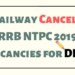 Railway Cancels RRB NTPC 2019 Vacancies for DLW Aglasem
