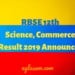 RBSE 12th Science, Commerce Result 2019