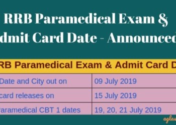RRB Paramedical Exam and Admit Card Date