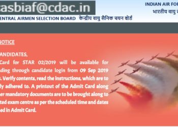 Airmen Group X and Y Admit Card 2019