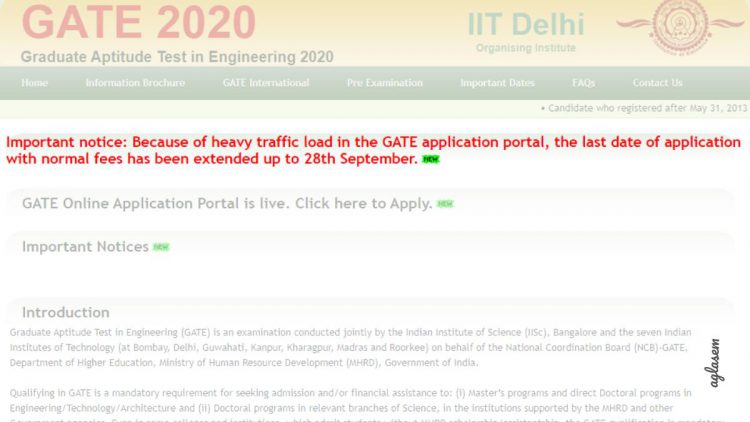 GATE 2020 extends last date to fill application form