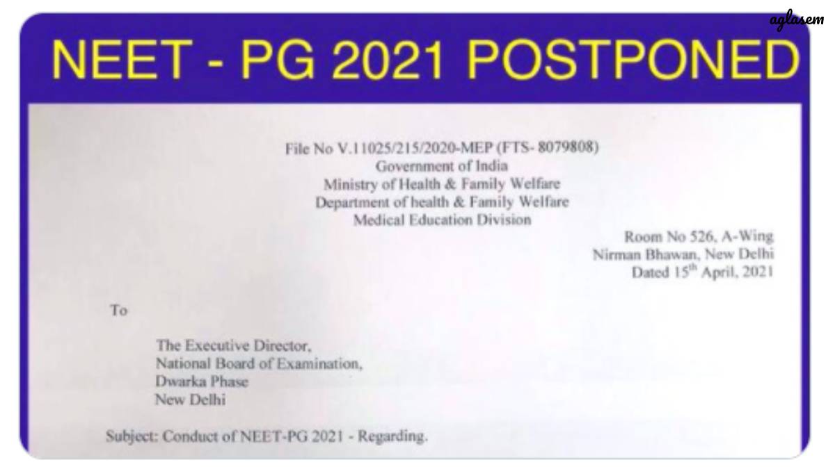 NEET PG 2021 Postponed