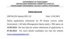 NEET MDS 2021 Counselling CENTAC
