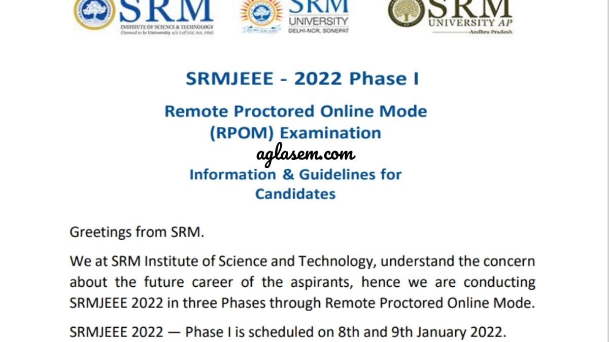 SRMJEEE 2022
