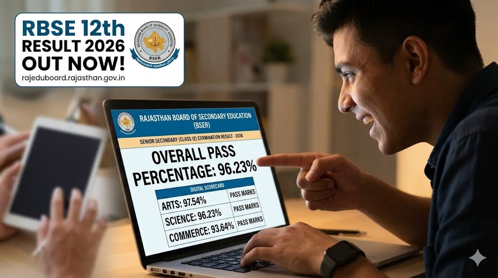 RBSE 12th Result 2026 declared Rajasthan Board Class 12 Science Commerce Arts result link